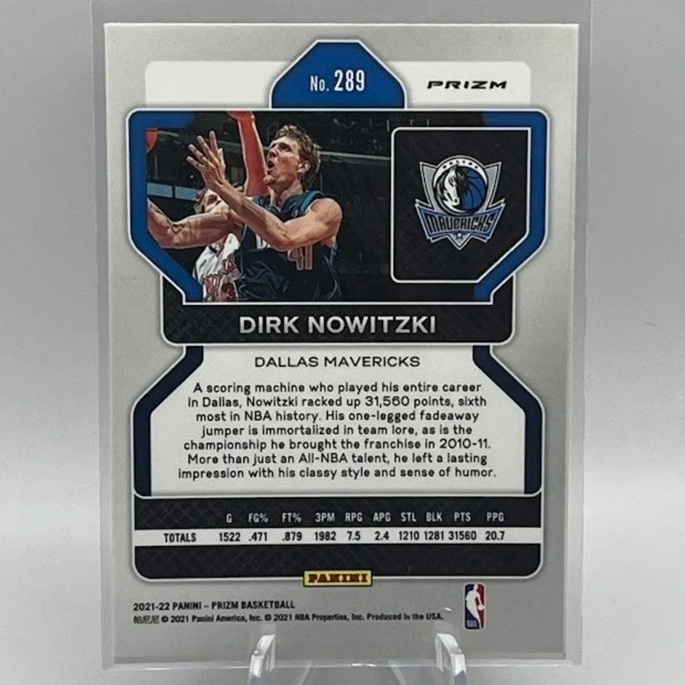 Dirk Nowitzki Red White Blue Prizm 2021 Panini Prizm 289 NBA Dallas Mavericks